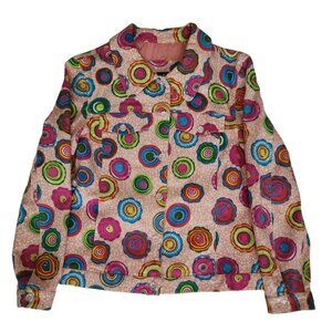 REDD Jeans Women's Pink/Multicolor Vintage Sequin Denim Blazer Jacket Size 8